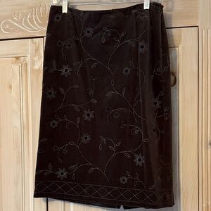 Ann Taylor petites brown velour w/ beading skirt